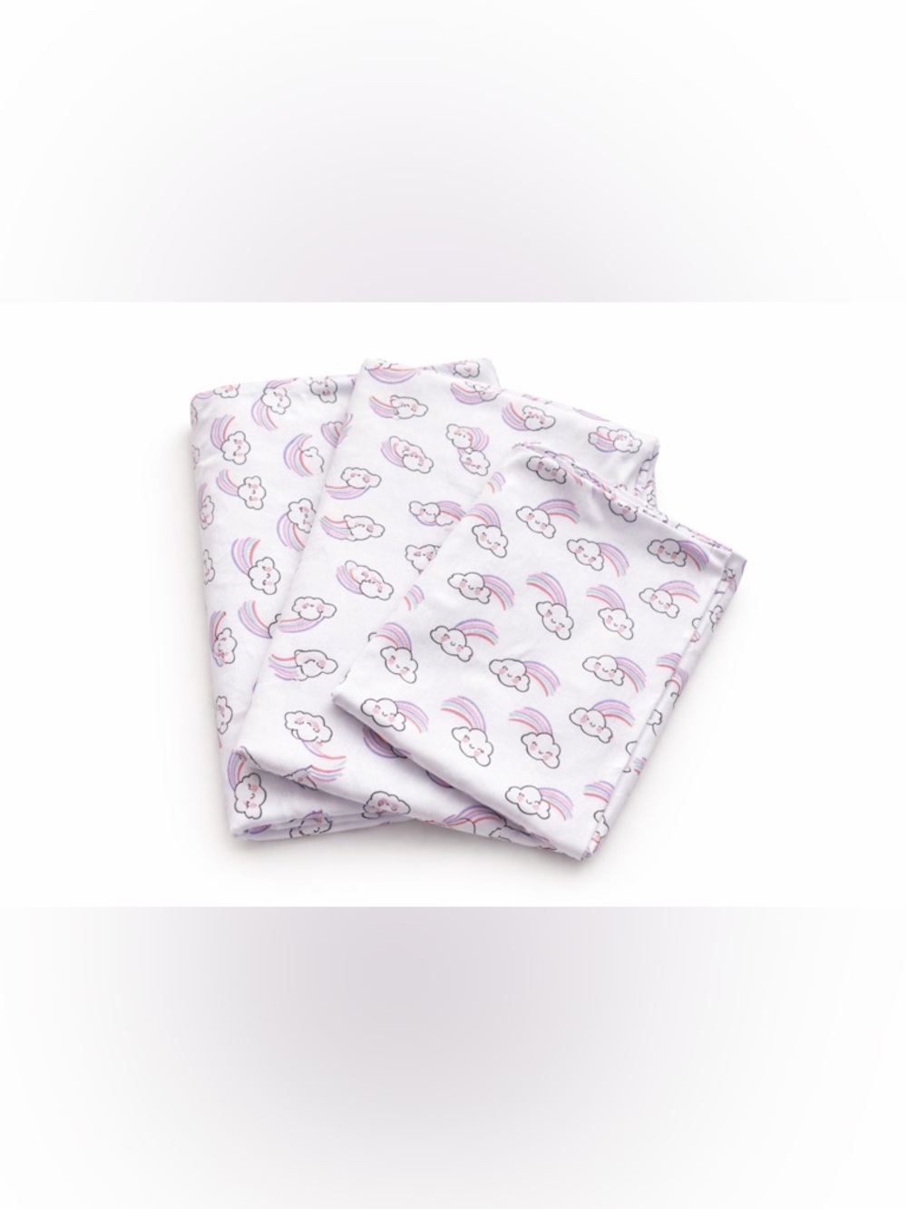 Twin Sheet Set Kids Rainbow Cloud Print White Bedding Cute Girls Soft